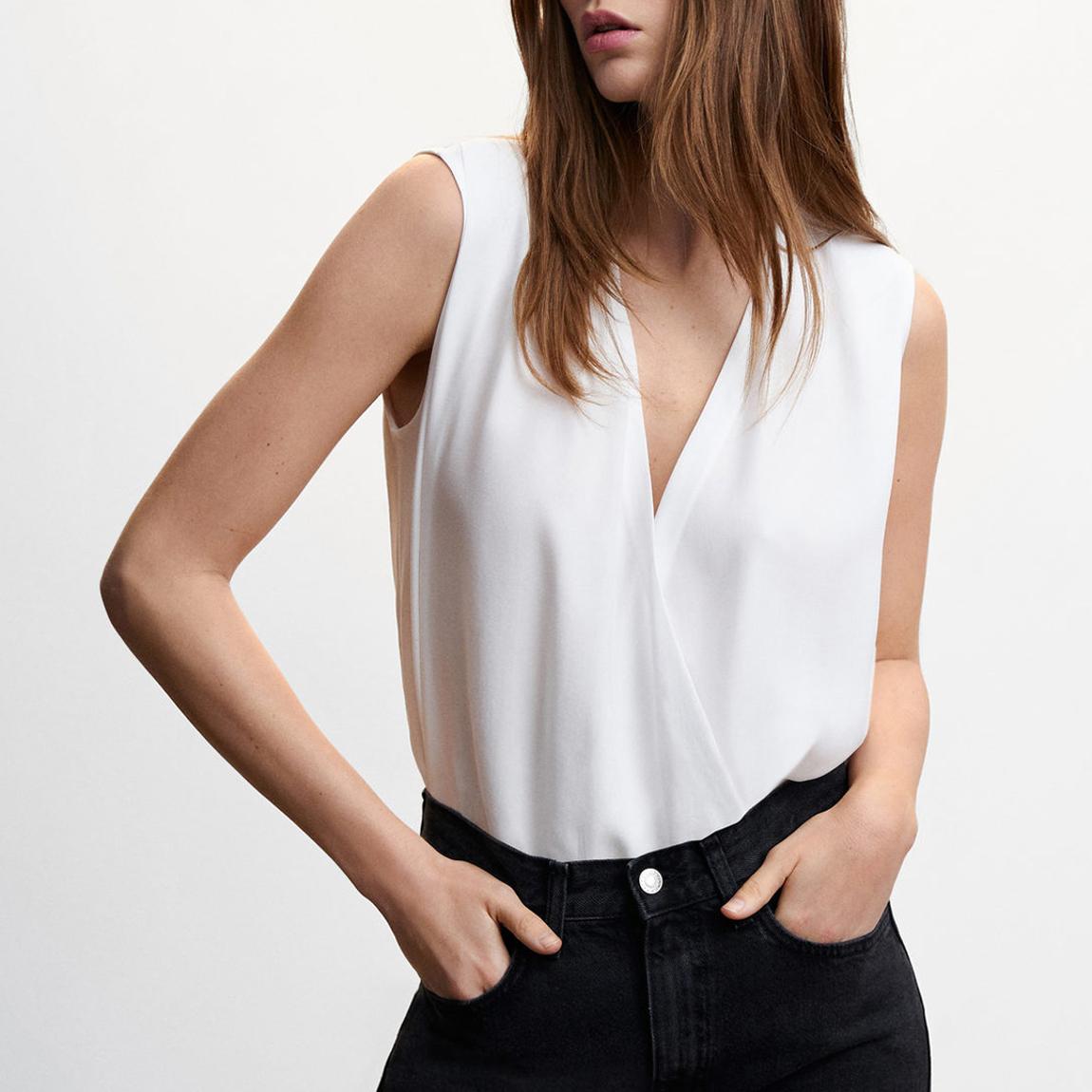 White Lyocell Wrap Blouse main product photo
