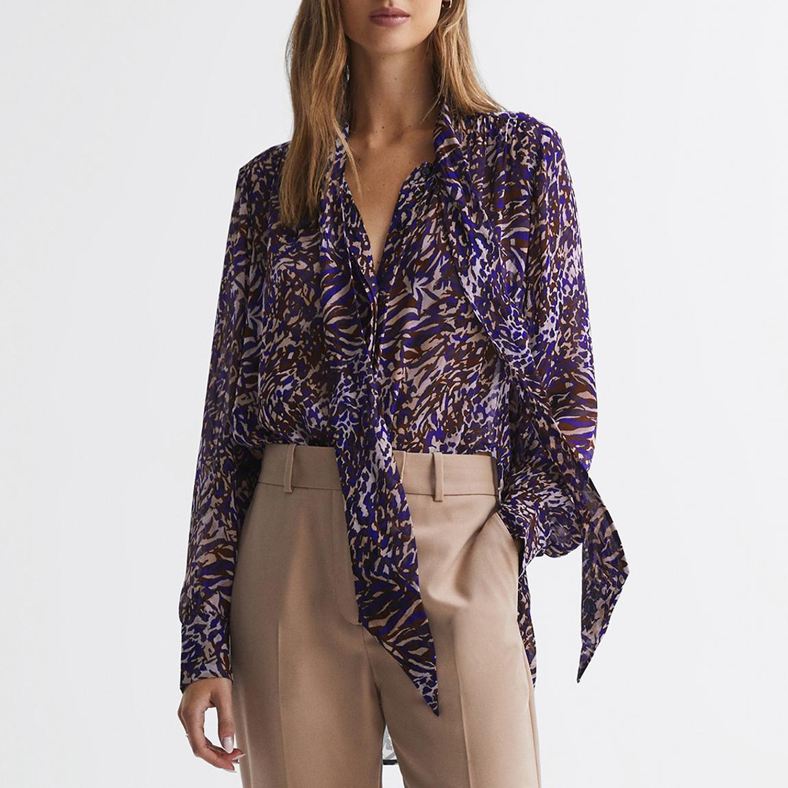 Blue Tora Animal Print Blouse main product photo