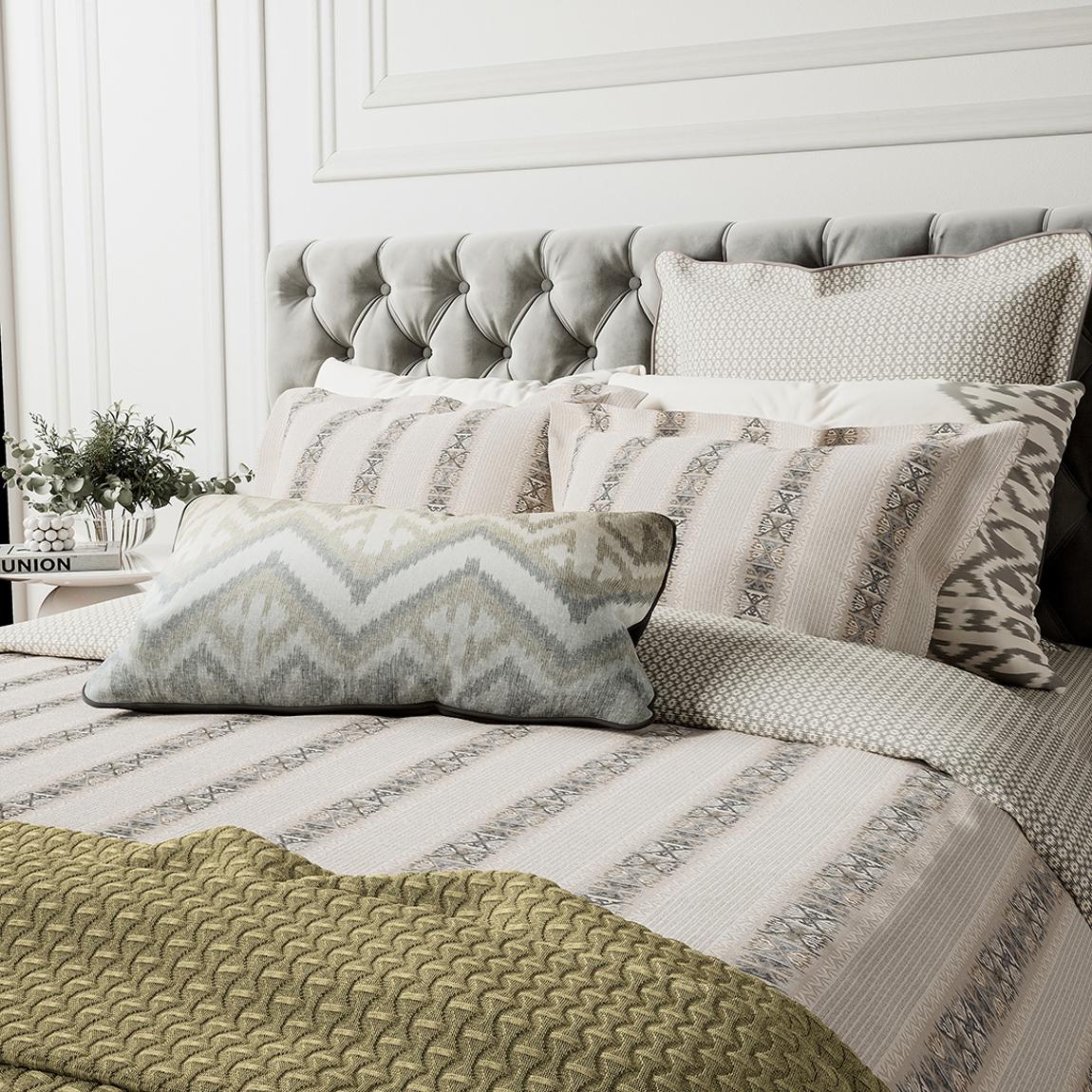 Hemma King Duvet Cover, Linen/Chartreuse main product photo
