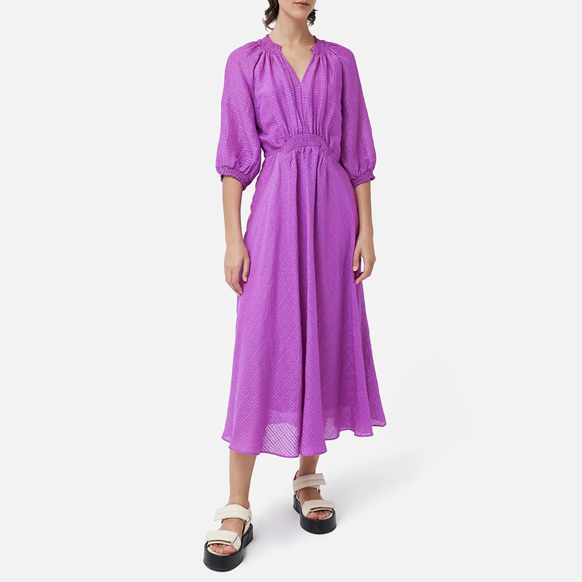 Pink V-Neck Silk Blend Midi Dress main product photo