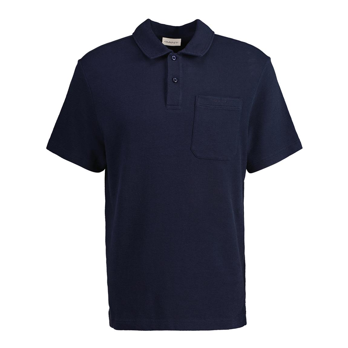 Navy Textured Cotton Polo Shirt main product photo