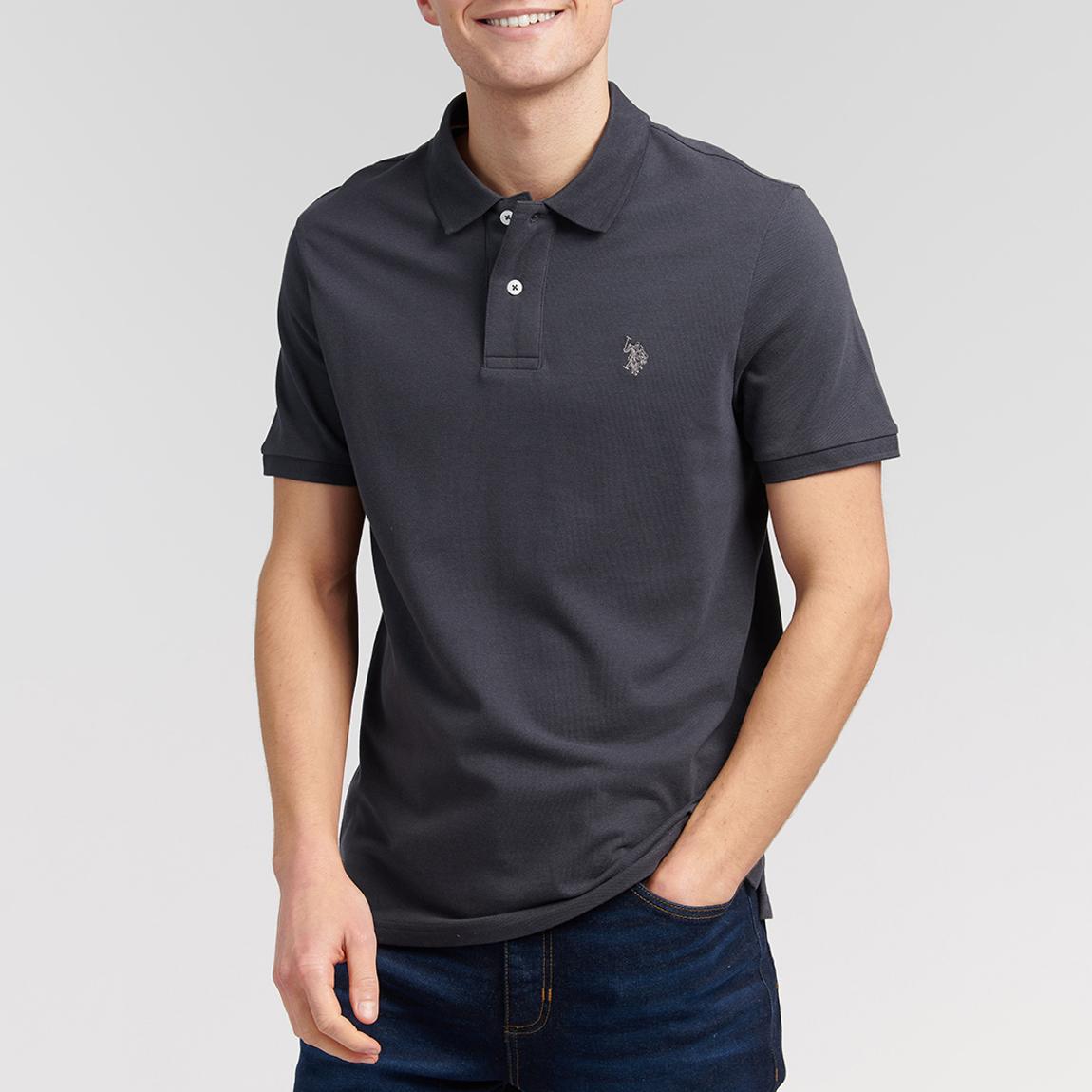 Charcoal Pique Cotton Polo Shirt main product photo