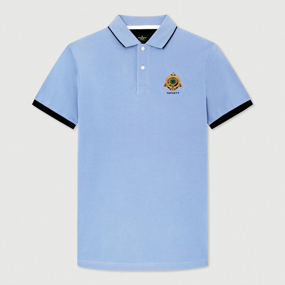 Pale Blue Shield Cotton Polo Shirt main product photo