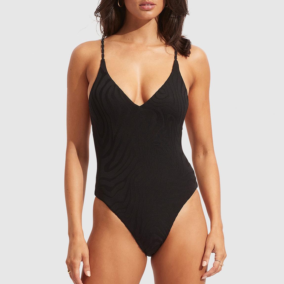 Black V Neck One Piece main product photo