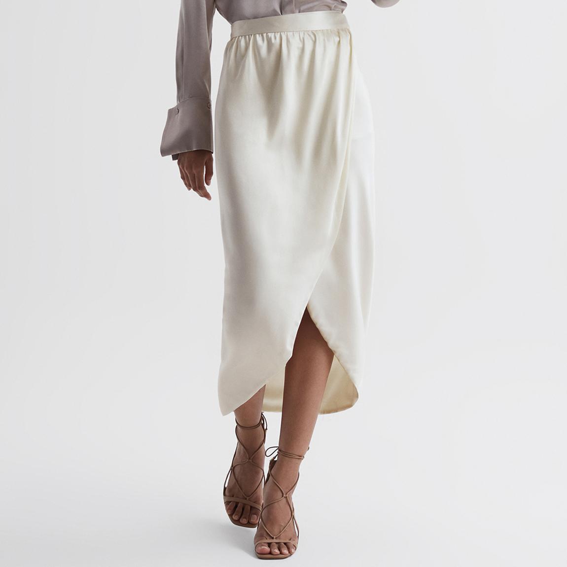 Ivory Tyra Silk Slip Skirt main product photo