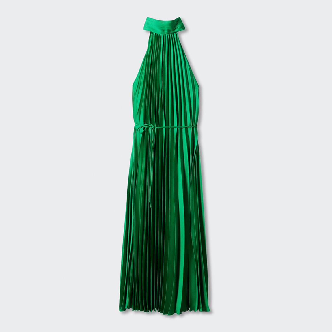 Mango Green Pleated Halter Neck Dress - BrandAlley