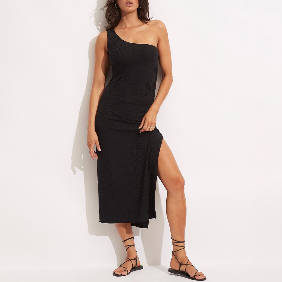 Black SecondWave Second Wave One Shoulder Midi main product photo