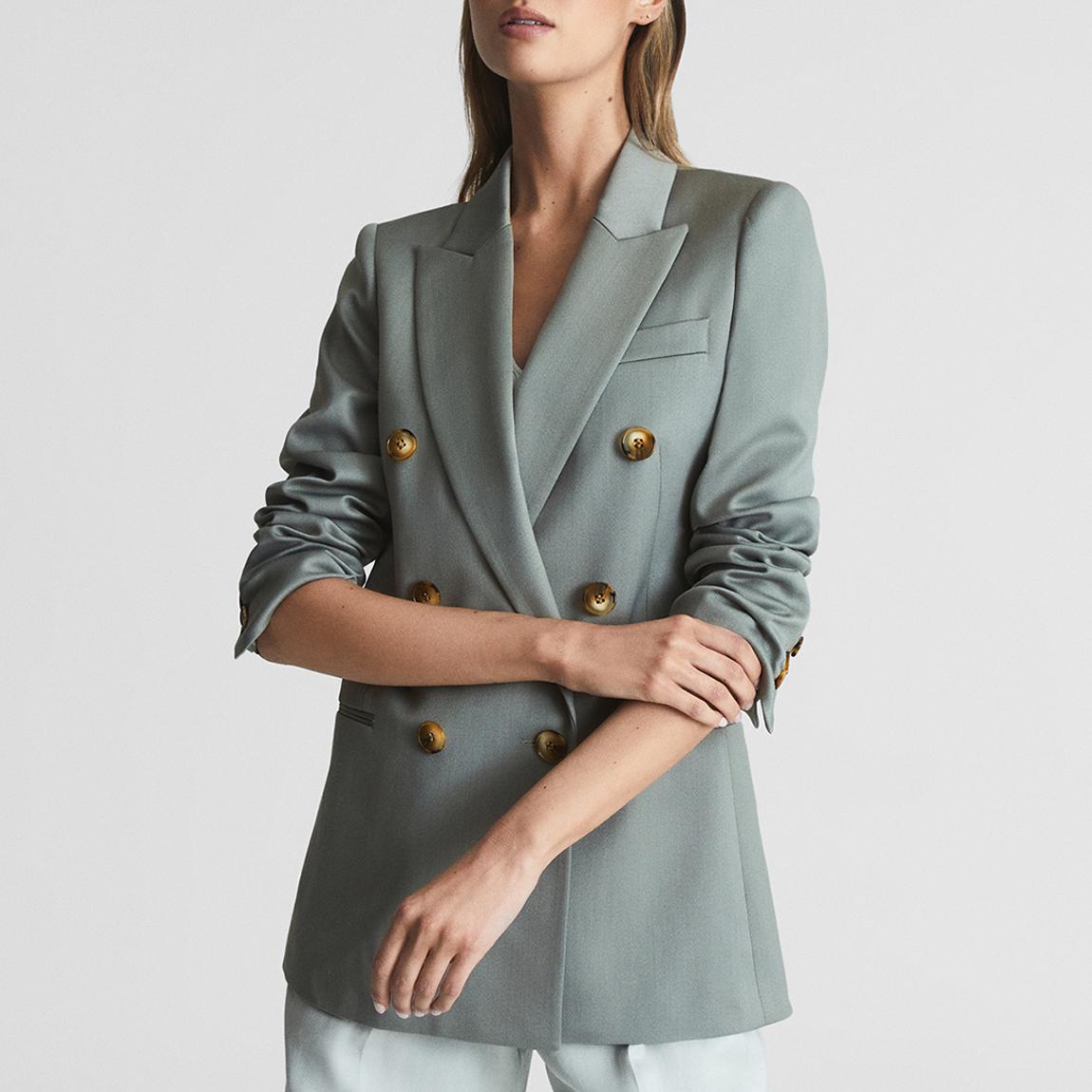 Green Skye Wool Blend Twill Blazer main product photo