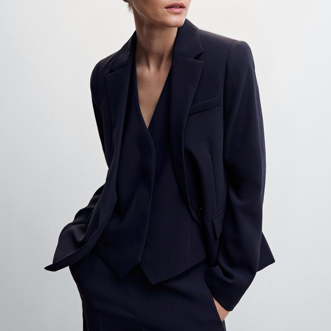 Dark Navy Fitted Suit Jacket main product photo