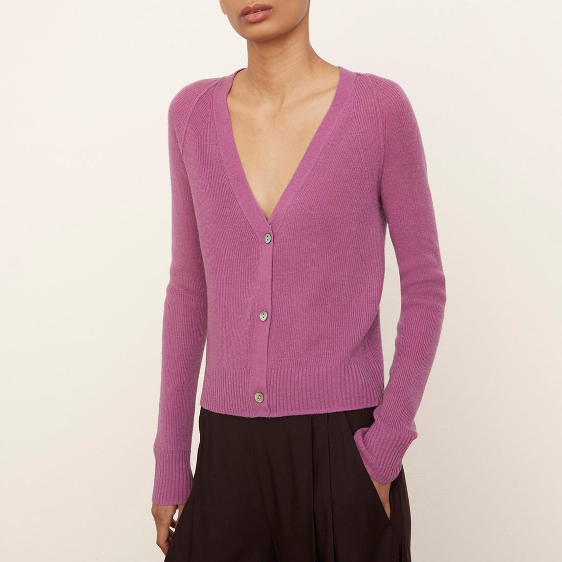 Pink Ribbed Cashmere Cardigan main product photo