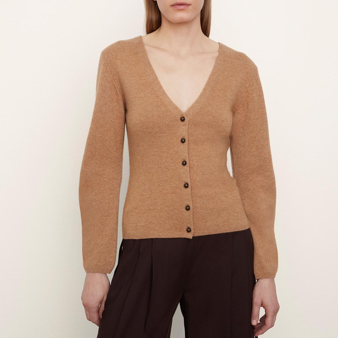 Camel V-Neck Cashmere Blend Cardigan main product photo