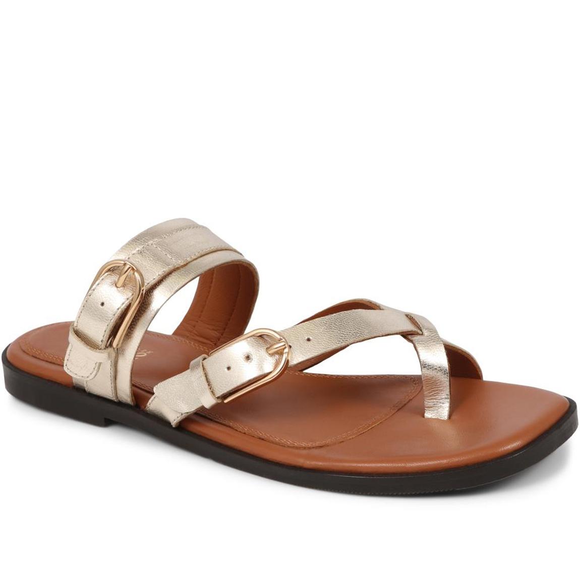 Gold Metallic Glint Strappy Flat Sandals main product photo