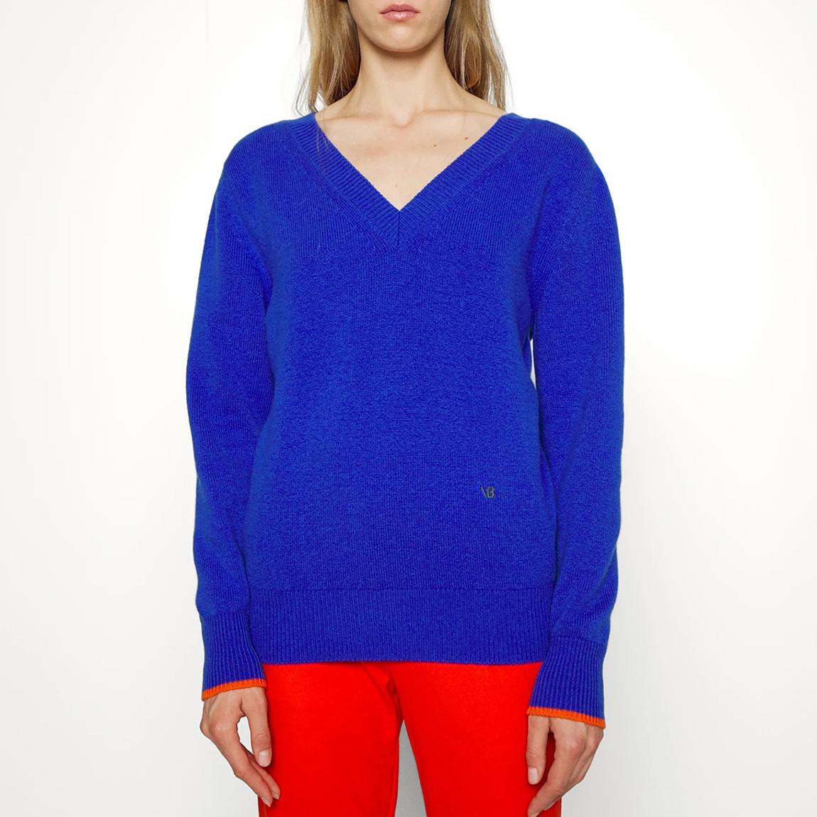 Blue V-Neck Knit Cashmere Blend Jumper main product photo