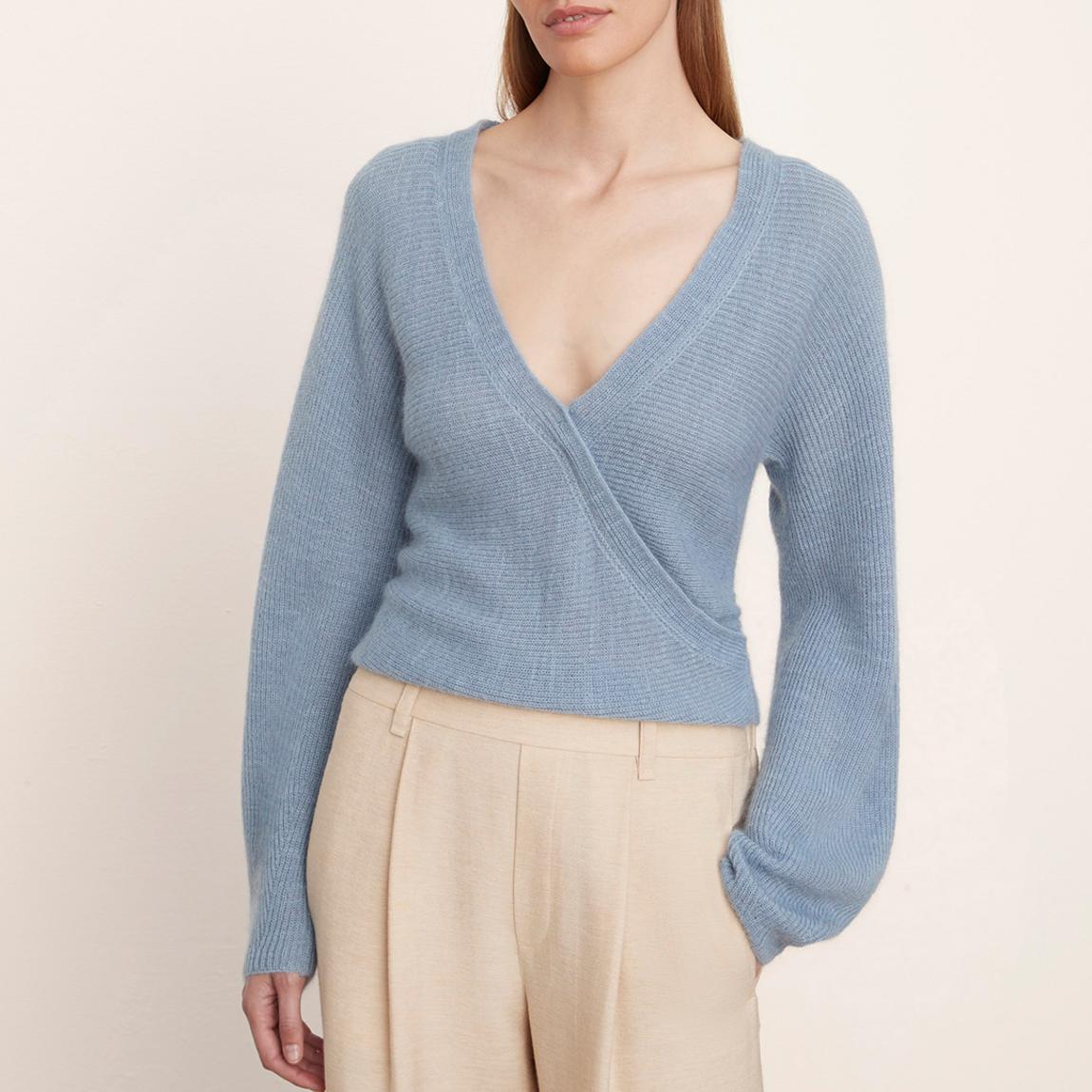 Pale Blue Cross Front Wool Blend Jumper main product photo