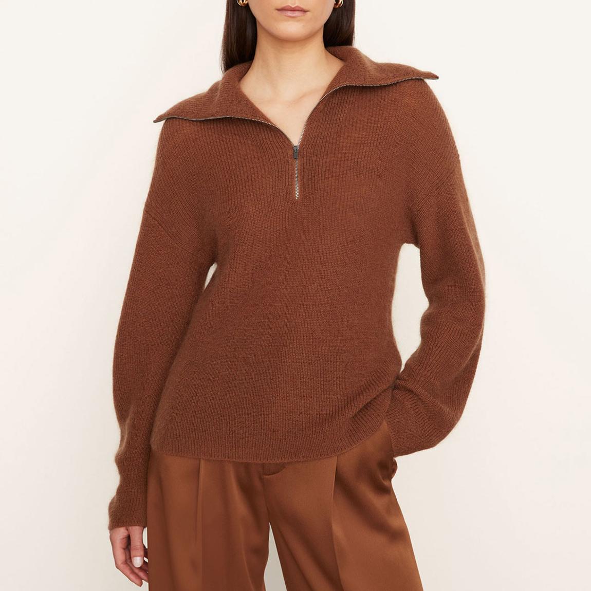 Tan Half Zip Wool Blend Jumper main product photo