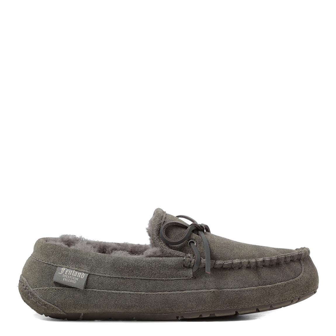 Men's Grey Sheepskin Moccasin Slipper main product photo