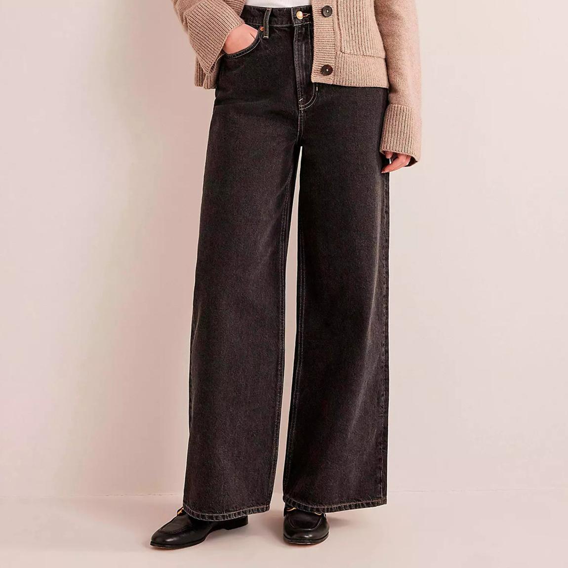 Black Slouch Wide Leg Cotton Jeans main product photo