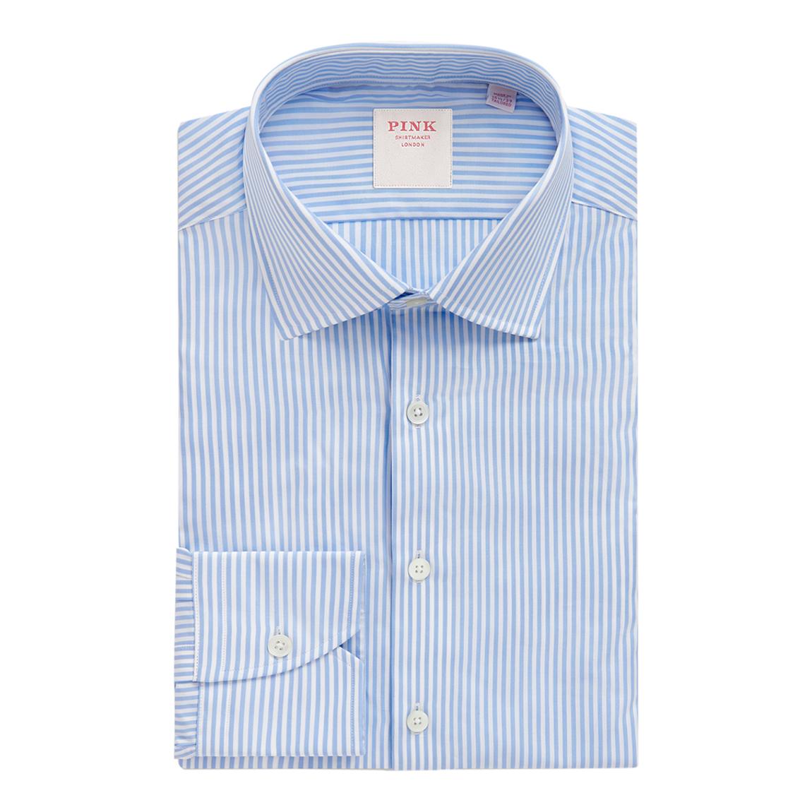 Pale Blue Bengal Stripe Tailored Fit Cotton Shirt main product photo