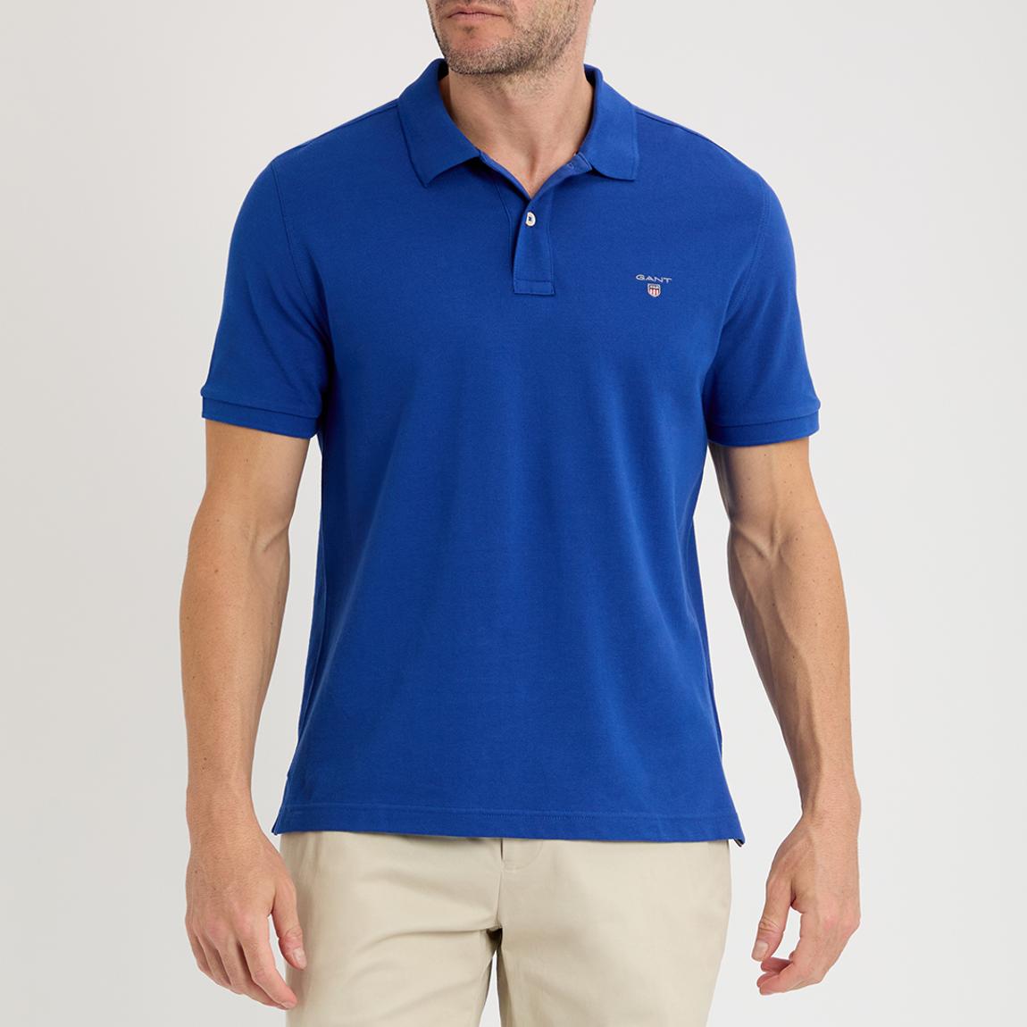 Blue Embroidered Shield Logo Cotton Polo Shirt main product photo