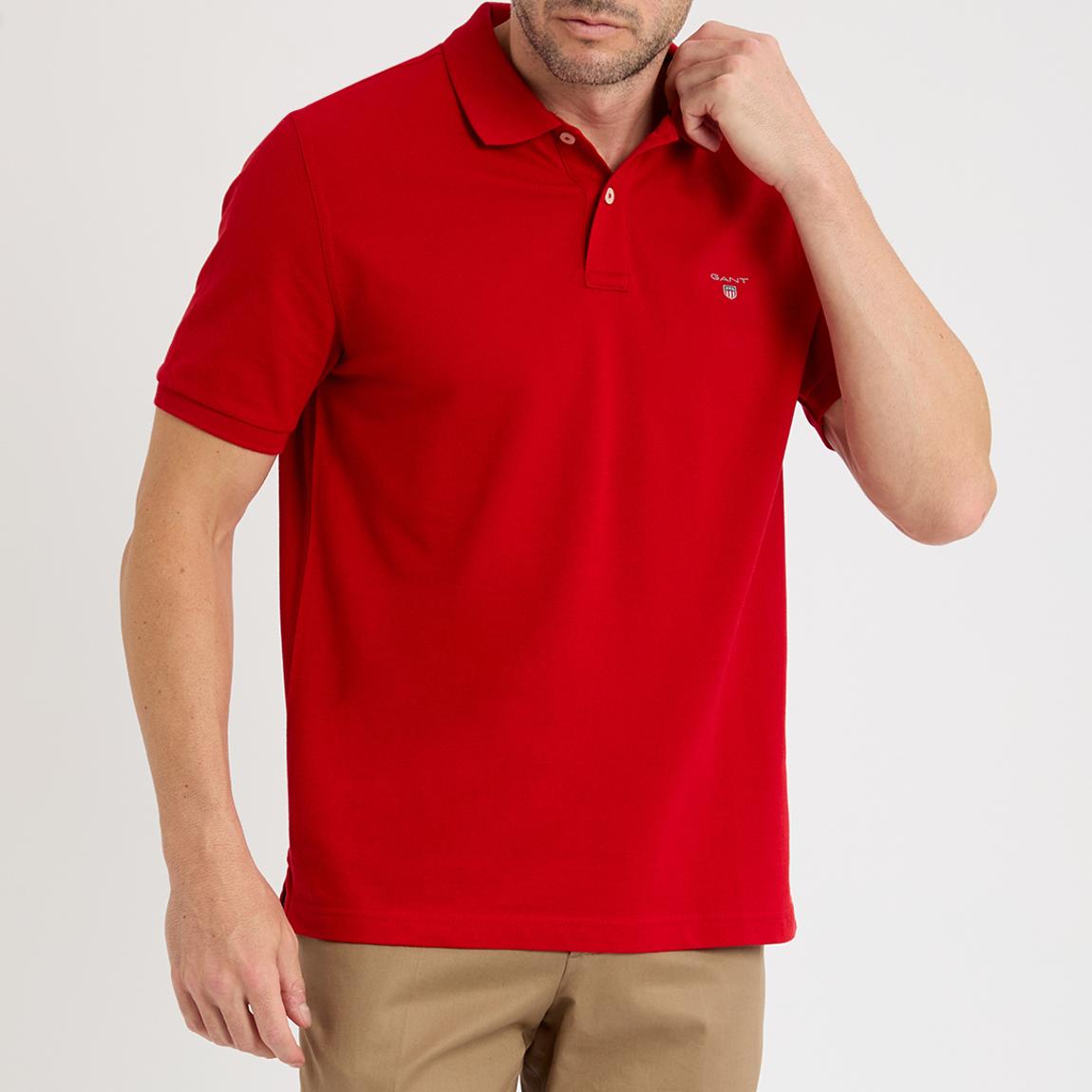 Red Embroidered Shield Logo Cotton Polo Shirt main product photo