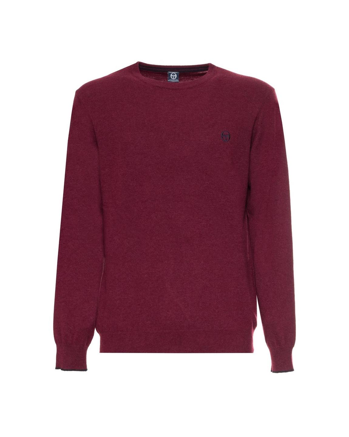 Round Neck Cashmere Wool Blend Sweater with Visible Logo - Red main product photo