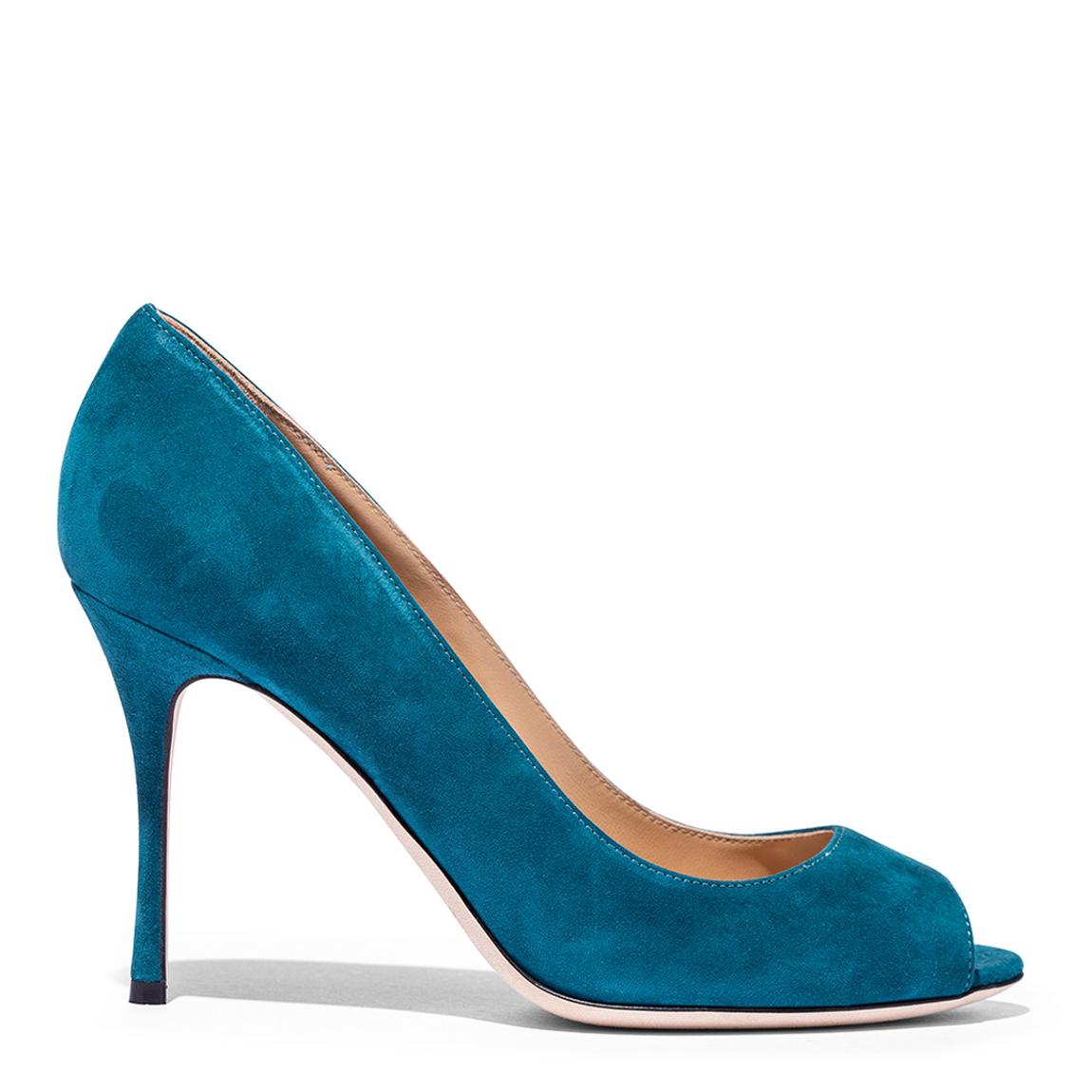 Blue Suede Peep Toe Pump Heels main product photo