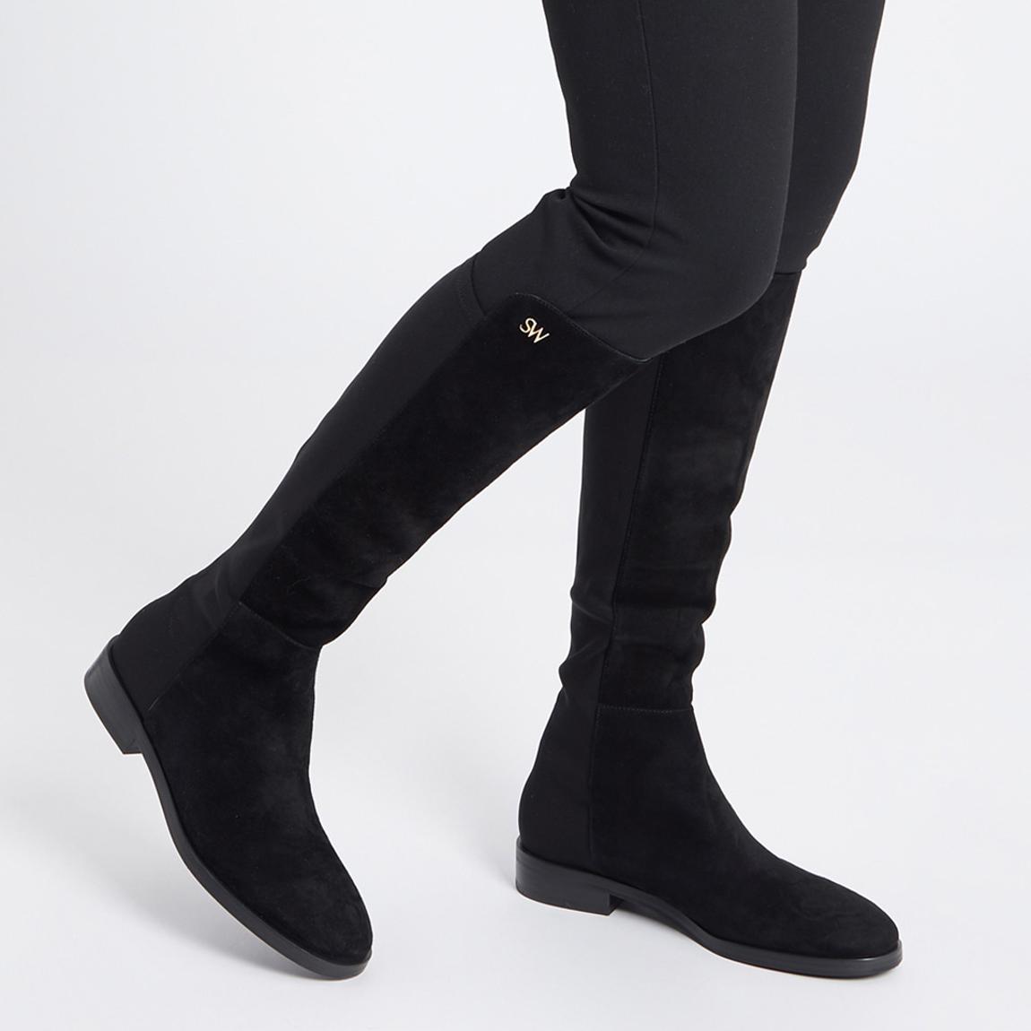 Stuart Weitzman Black Suede Keelan City To The Knee Boots - BrandAlley