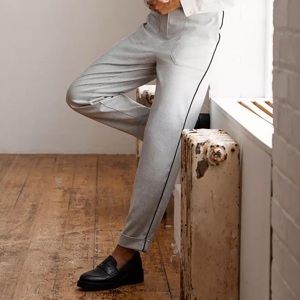 Grey Subtle Check Tapered Trousers main product photo