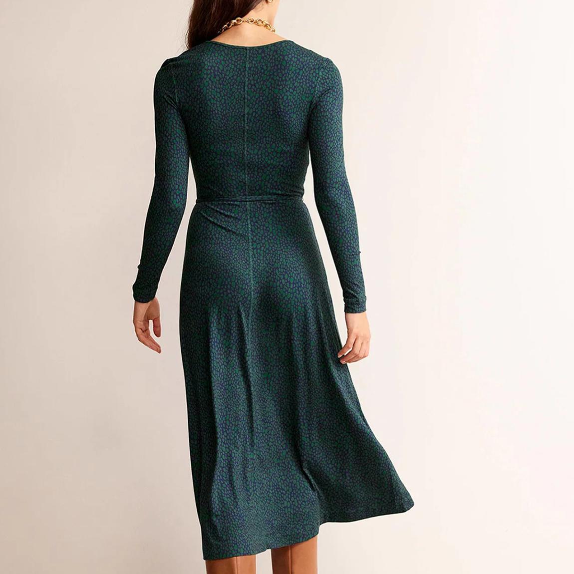 boden lucy jersey midi dress BODEN Lucy Long Midi Dress Stretch Jersey Knit Green Navy Blue Womens 4