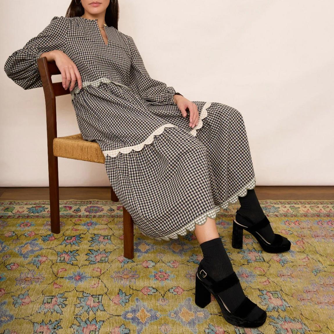 Gingham Selena Scallop Dress main product photo