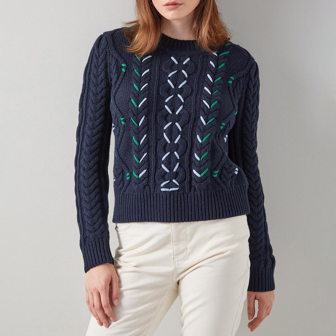 Navy Mia Wool Blend Knitted Top main product photo