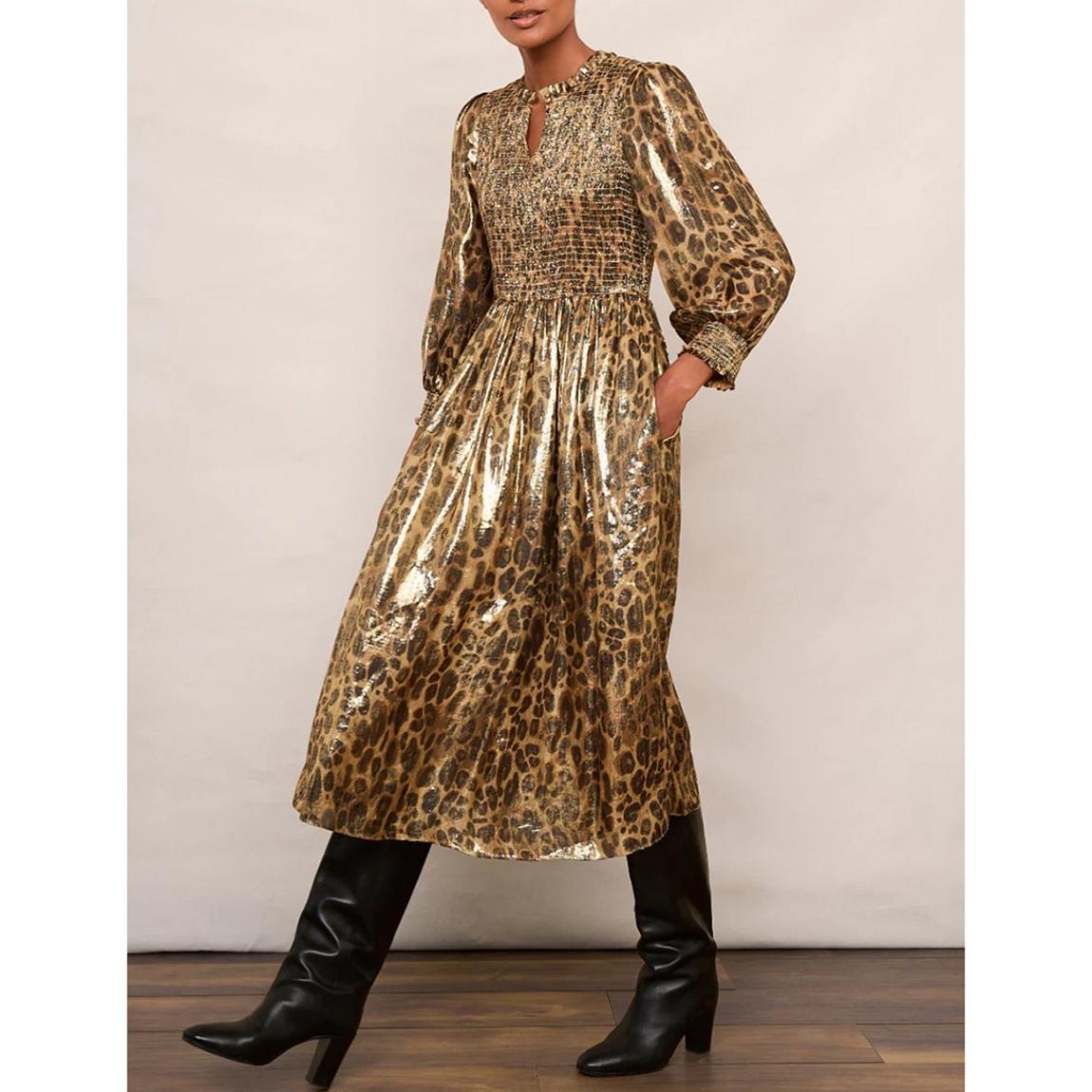 Brown Ari Silk Blend Lame Dress main product photo