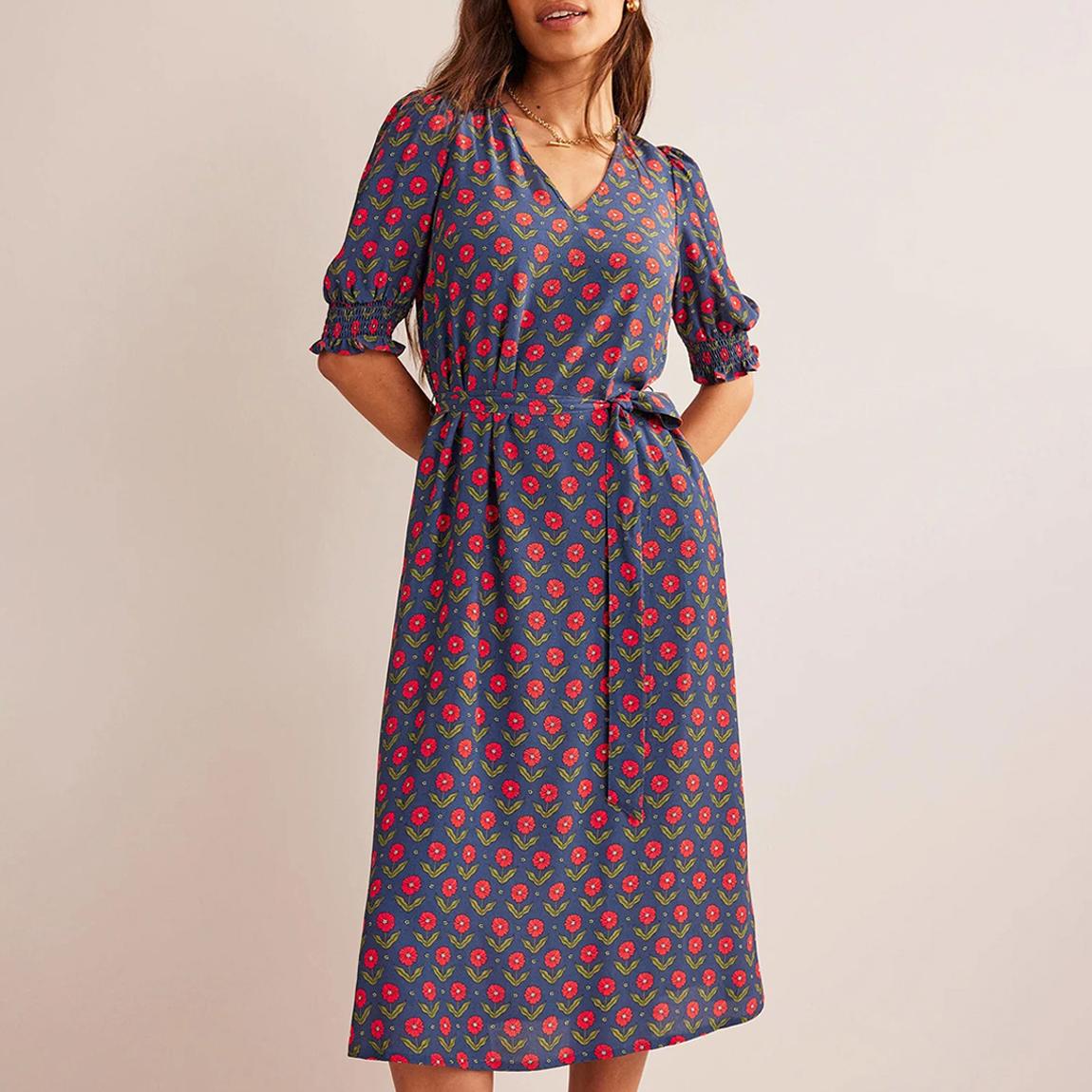 Multi Smocked Cuff Midi Dress main product photo