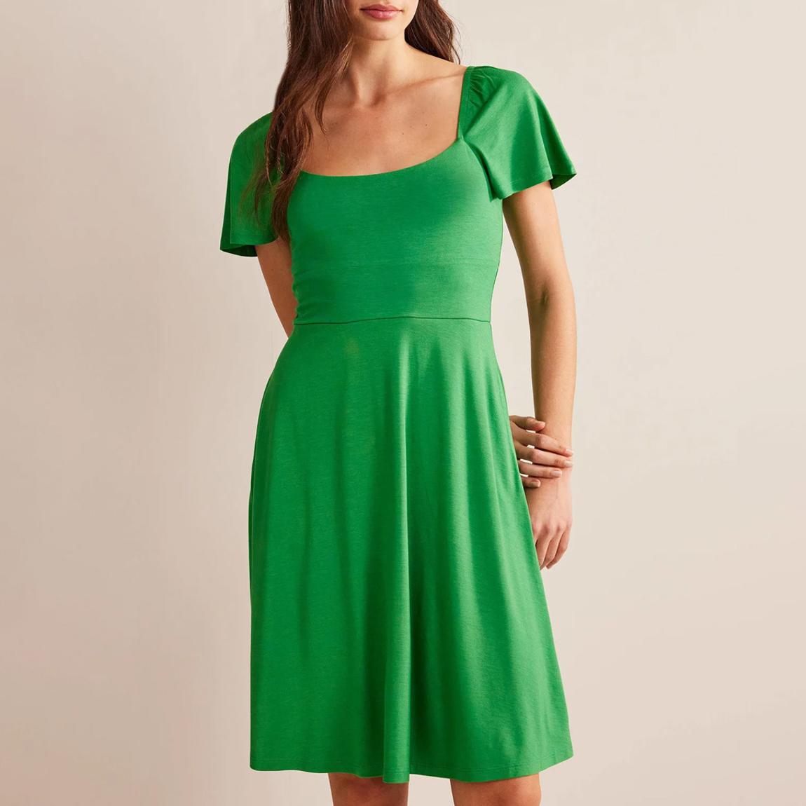 Green Square Neck Jersey Mini Dress main product photo
