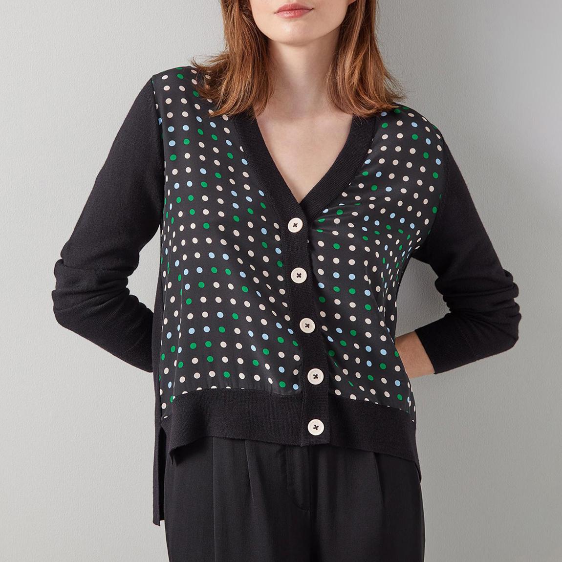 Black Maisie Merino Wool Polka Dot Cardigan main product photo
