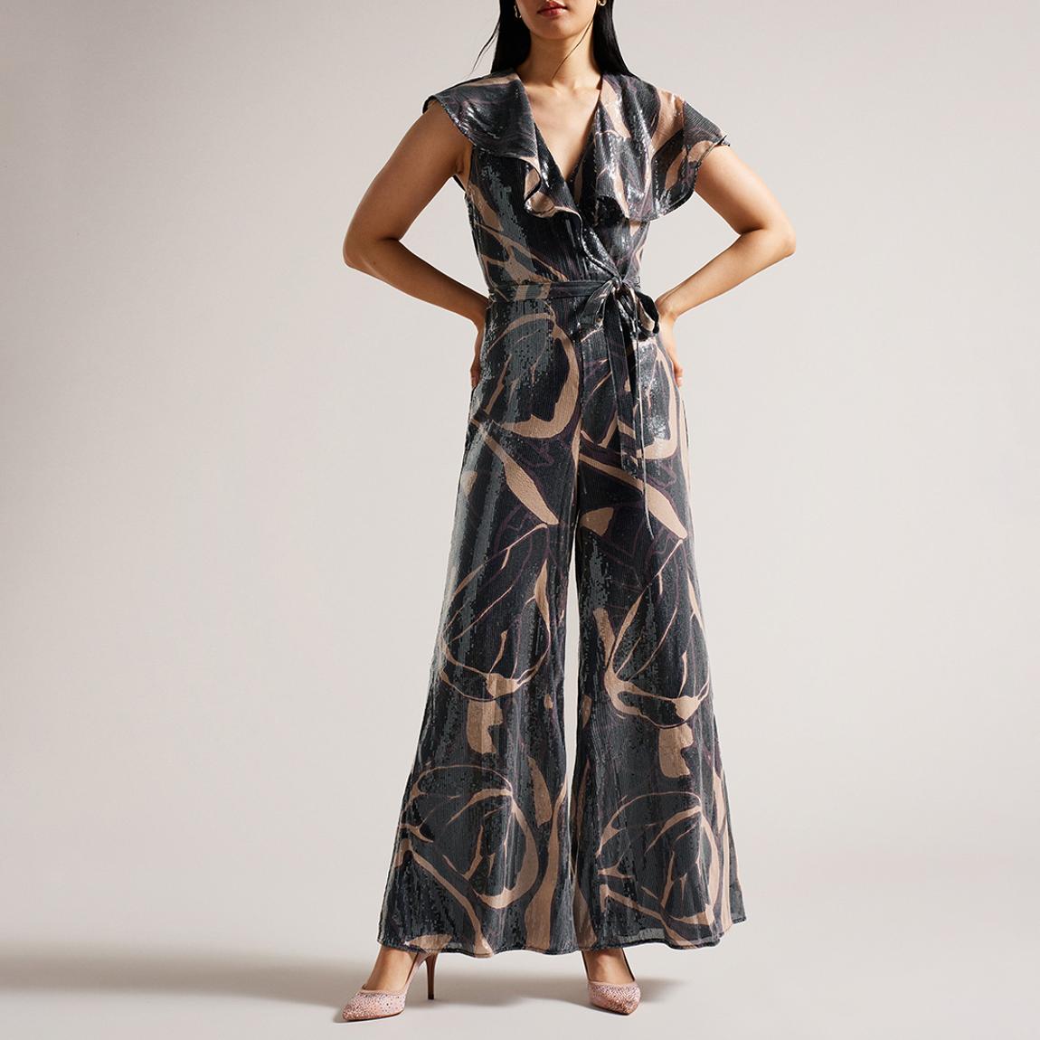Multi Edennie Printed Sequin Ruffle Jumpsuit main product photo