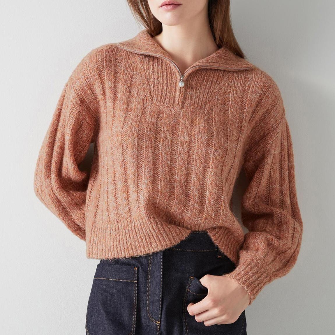 Dusty Pink Pernille Half Zip Jumper main product photo