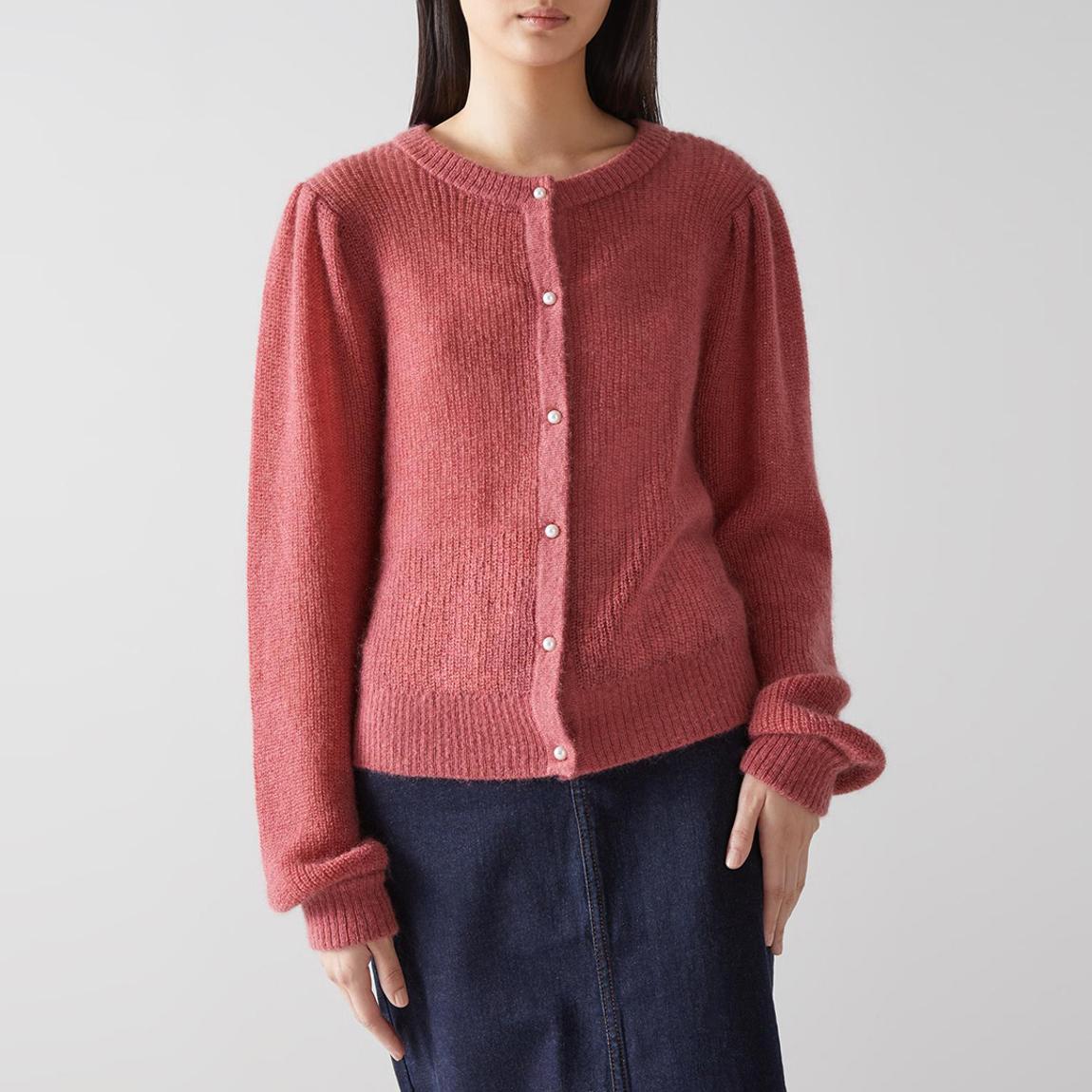 Dark Pink Gina Wool Blend Cardigan main product photo