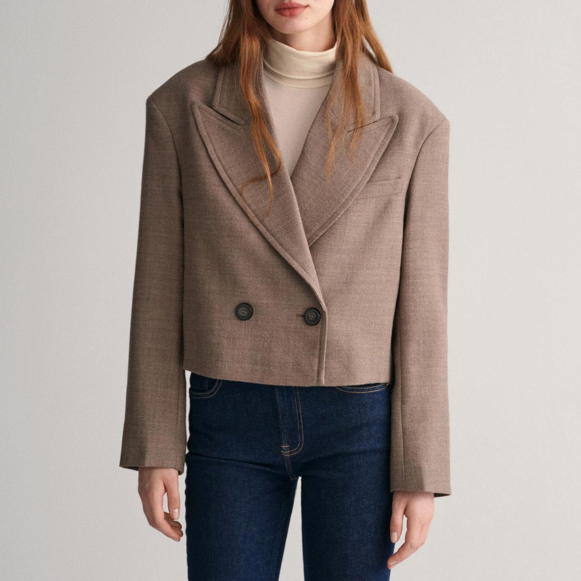 Oatmeal Double Breasted Wool Blazer main product photo