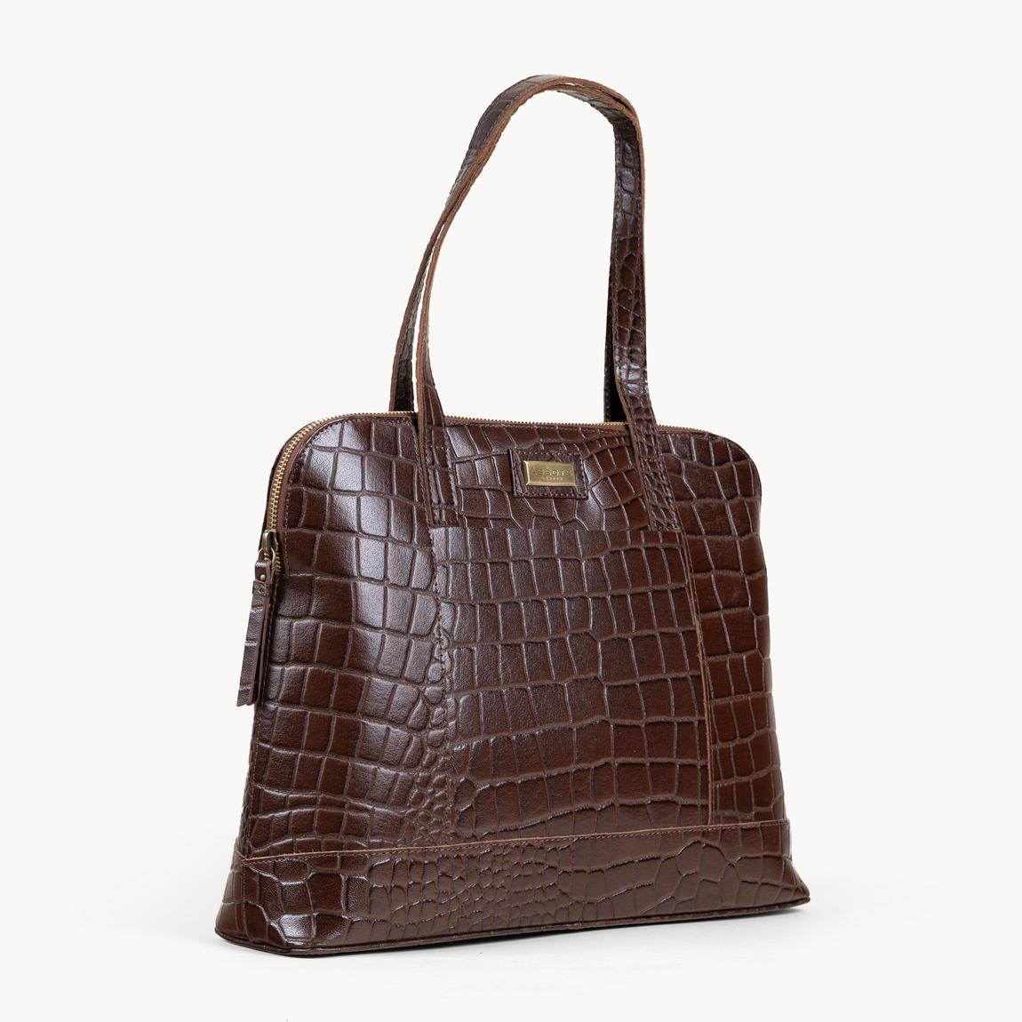 EVA' Croc Embossed Real Leather Designer Unlined Tote Bag main product photo