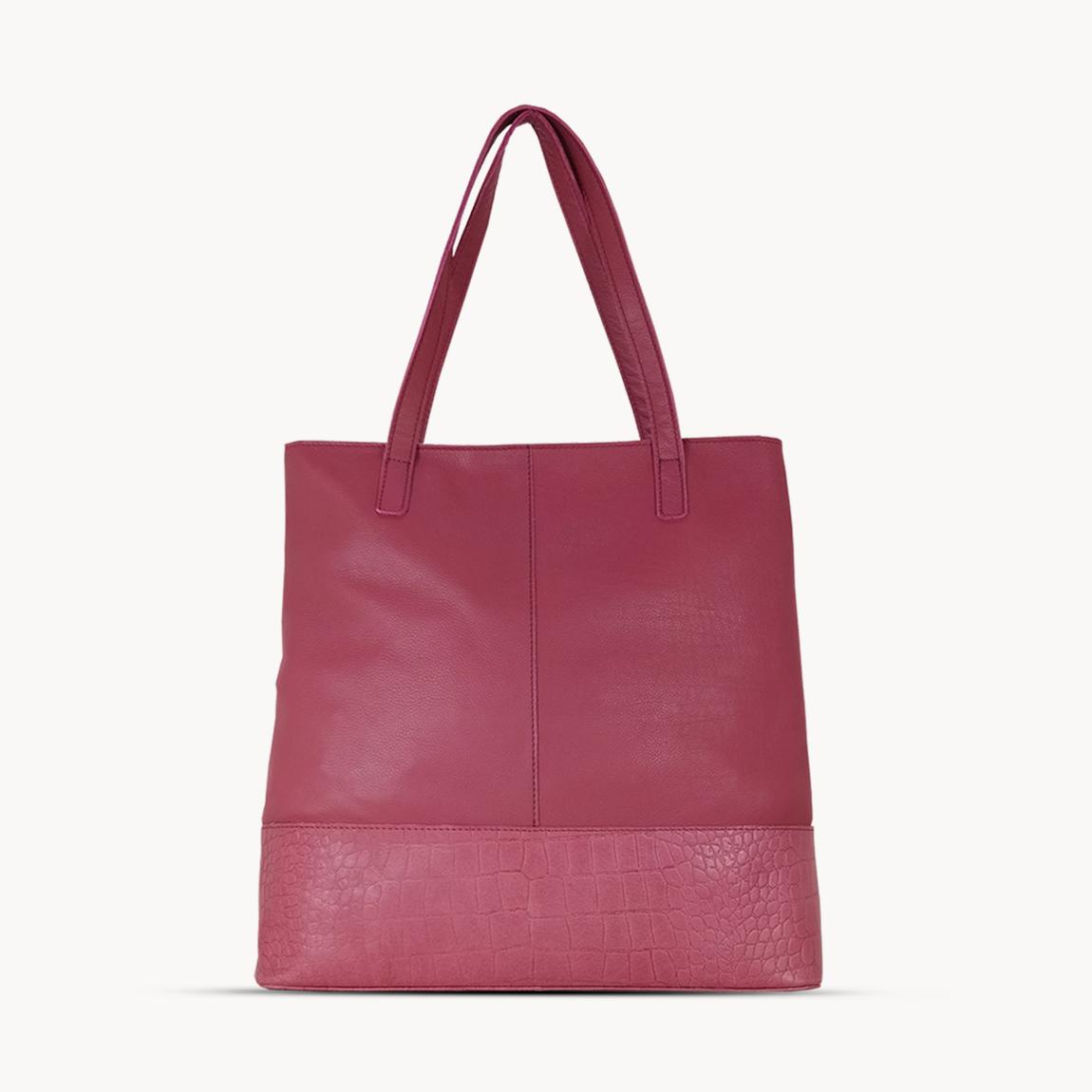 SIENNA' Embossed Croc + Pebble Grain Unlined Leather Tote Bag main product photo