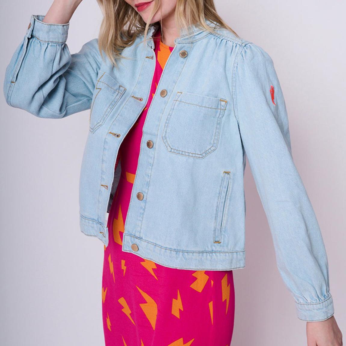 Pale Blue Frill Denim Jacket main product photo