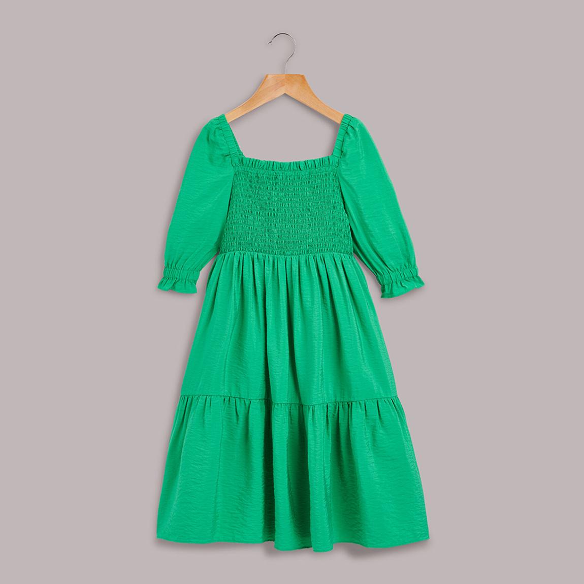 Girl's Green Eden Smocked Bodice Dress main product photo