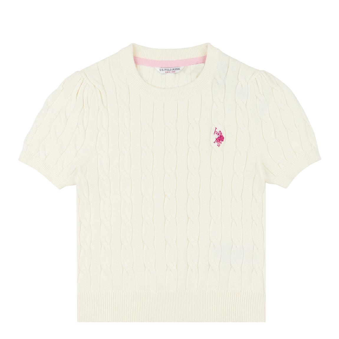 Girl's Ecru Cable Knit Cotton Jumper main product photo