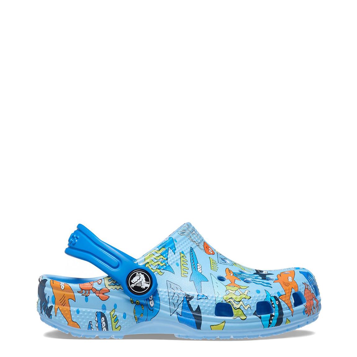 Younger Kid's Blue Fishes Classic Clog main product photo