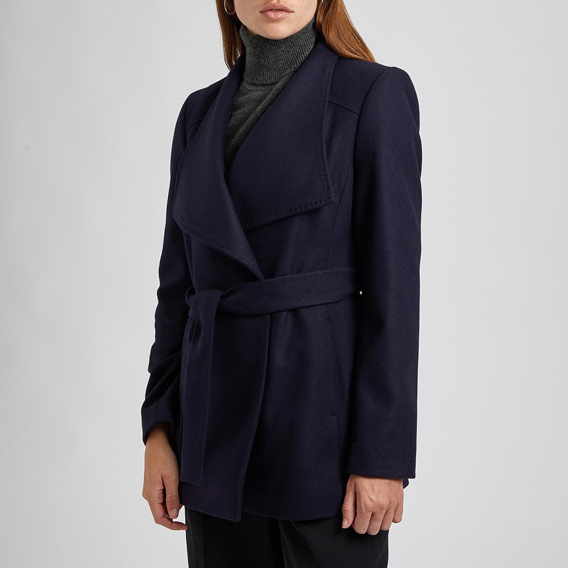 Navy Rytaa Short Wool Wrap Coat main product photo
