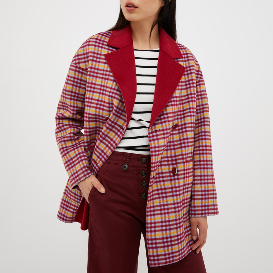 Red/Multi Otero Check Wool Coat main product photo