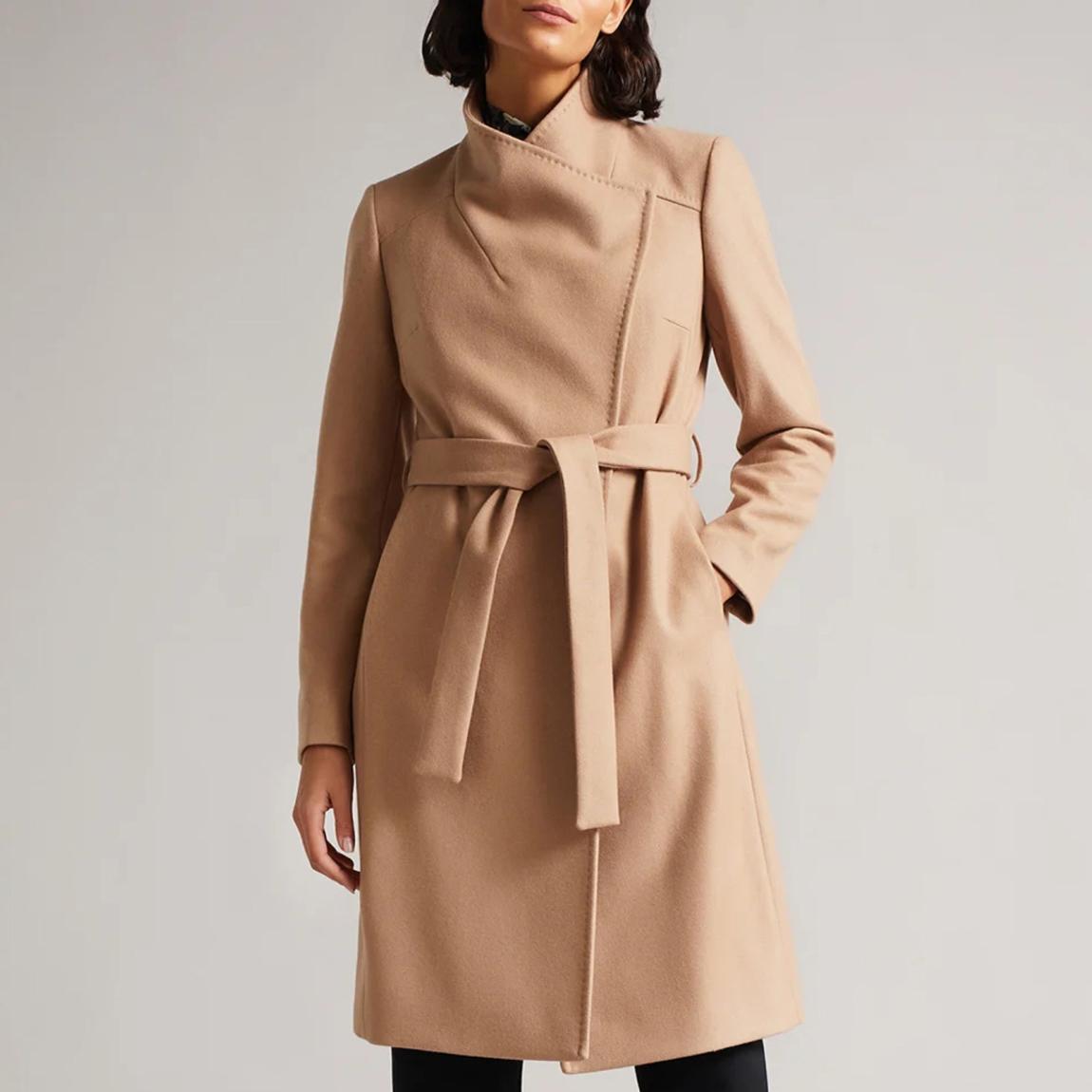 Camel Sandra Cashmere Blend Wrap Coat main product photo