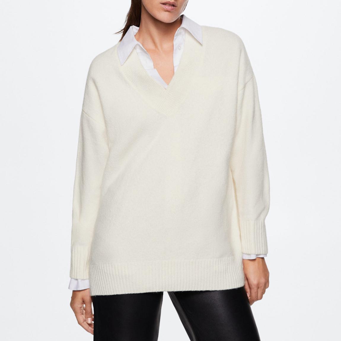 Ecru V-Neck Wool Blend Jumper main product photo