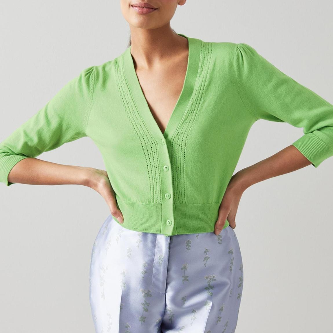 Green Leonora Cotton Cardigan main product photo